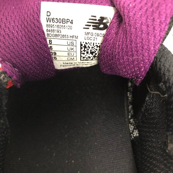 New Balance 630v4 Women Sz 8 Black Purple Red EUC - Picture 6 of 7